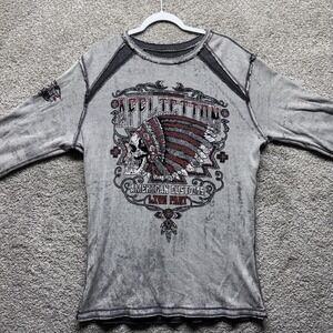 Vintage Y2K Affliction Thermal Longsleeve Shirt Wings Skulls XL Reversible RARE
